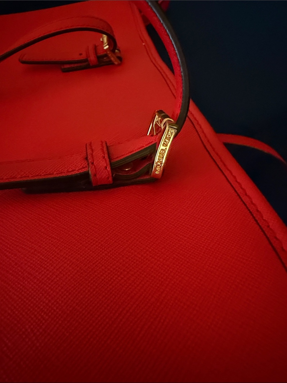 Michael Kors Bright Red Saffiano Leather Tote with Logo Charm - Picture 14 of 15